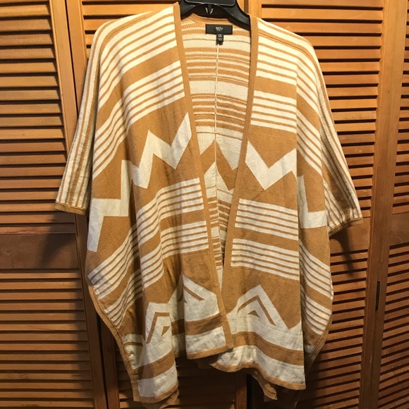 Mossimo Tan & Cream Striped Knit Sweater Poncho - Picture 1 of 12